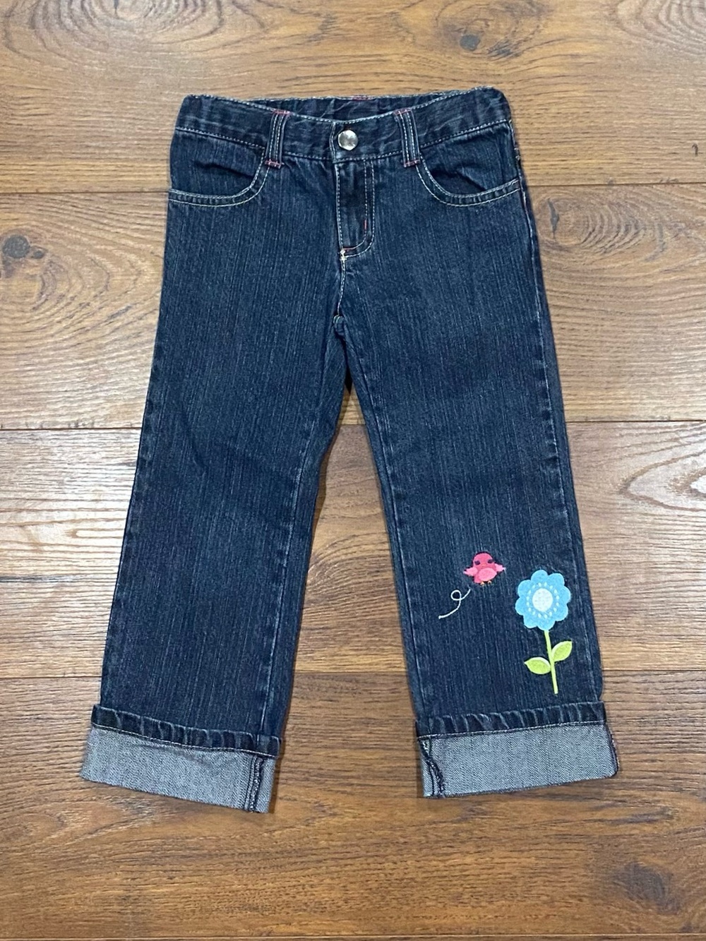 Gymboree Girls ‘Smart and Sweet’ Embroidered Cuff Jeans Size 3T